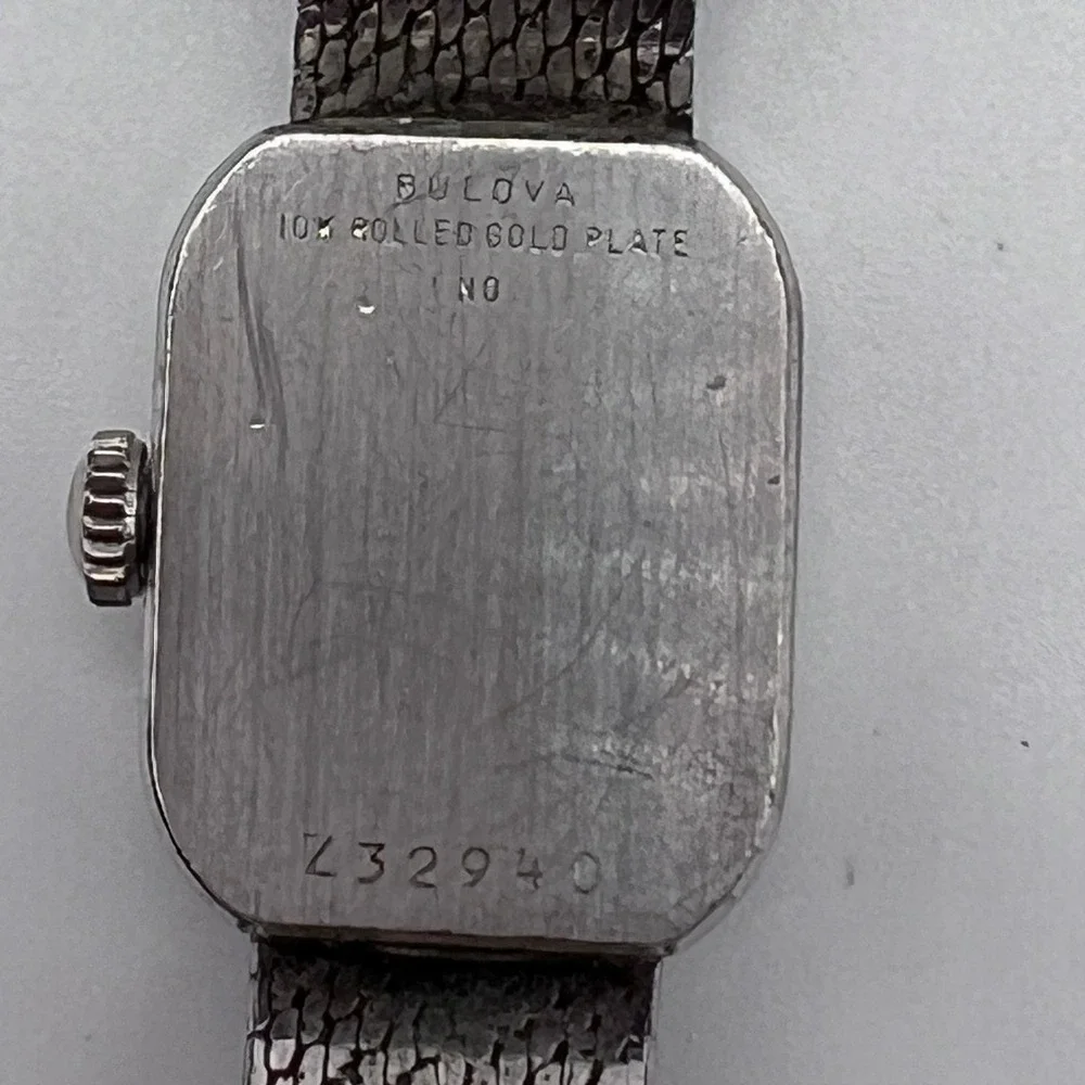 Bulova Vintage Cocktail Watch Womens Silver 10K RGP Mesh Band Needs Battery